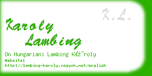 karoly lambing business card